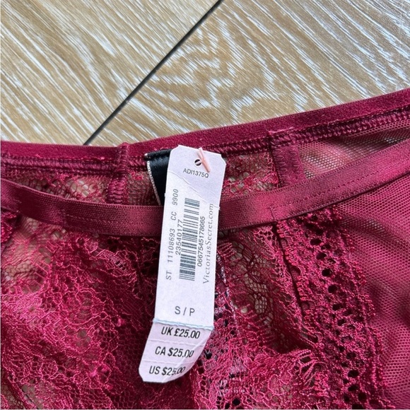 🆕 Victoria’s Secret Sheer Lace Bra & Panty Set – Wine/Burgundy - Picture 3 of 6